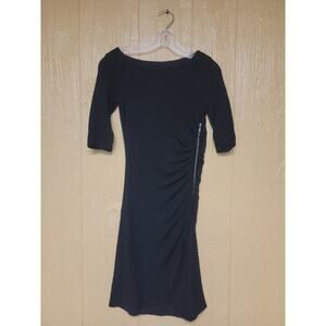 Banana Republic Party Dress Made of Italian Yarn Side Zip & Scrunch sz 0 Black
